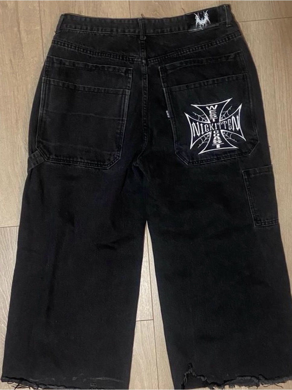 No Boundaries Black Wide-Leg Graphic Back Pocket Jeans